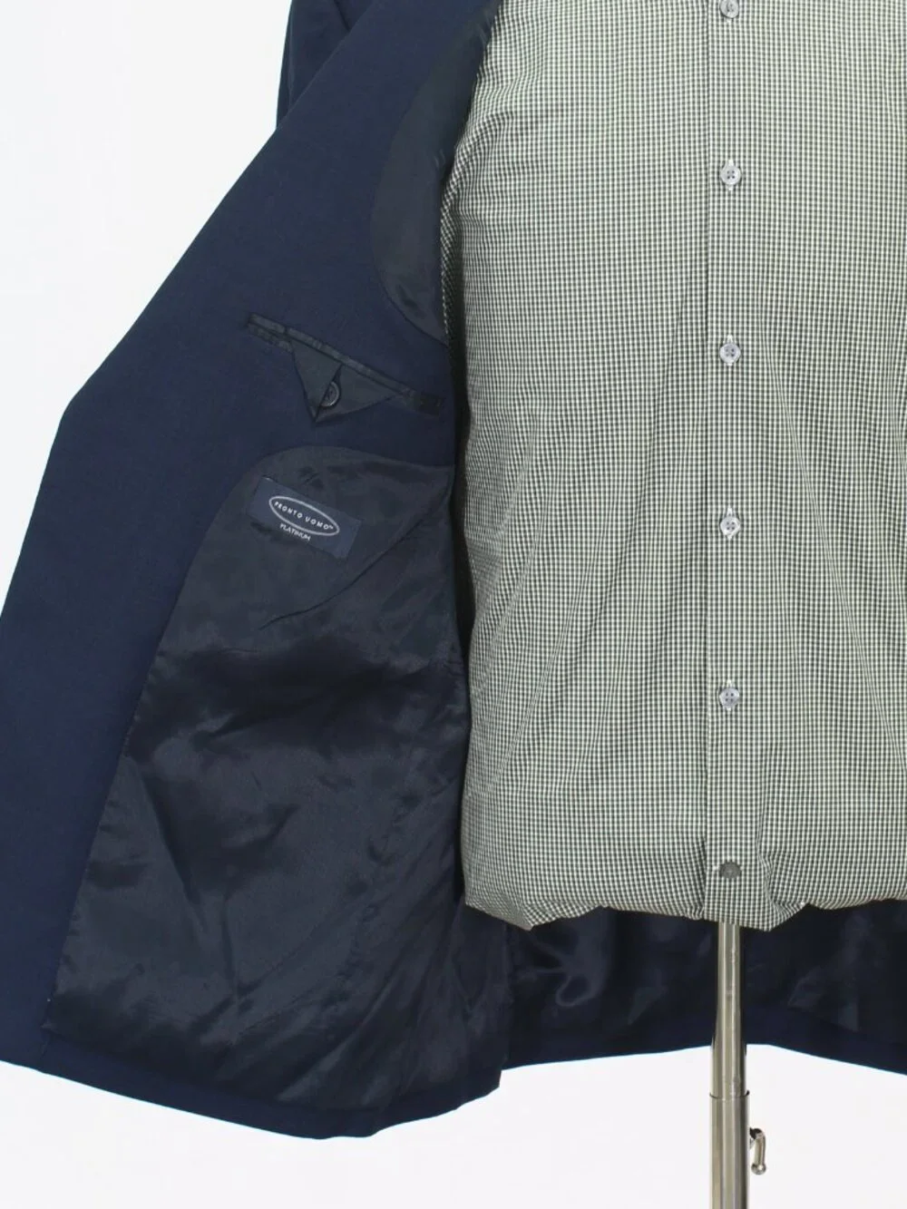 Pronto Uomo 46R 40x30 Navy Full Suit 2-Button Solid R965